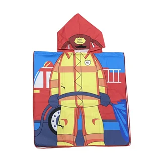 حوله پالتویی کودک طرح آتش نشان کوچولو مدل HSPD23 سایز 60x60 سانتی متر